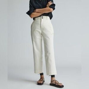 Everlane Womens Bone Cream Organic Cotton Straight Leg Pants Size 00 White